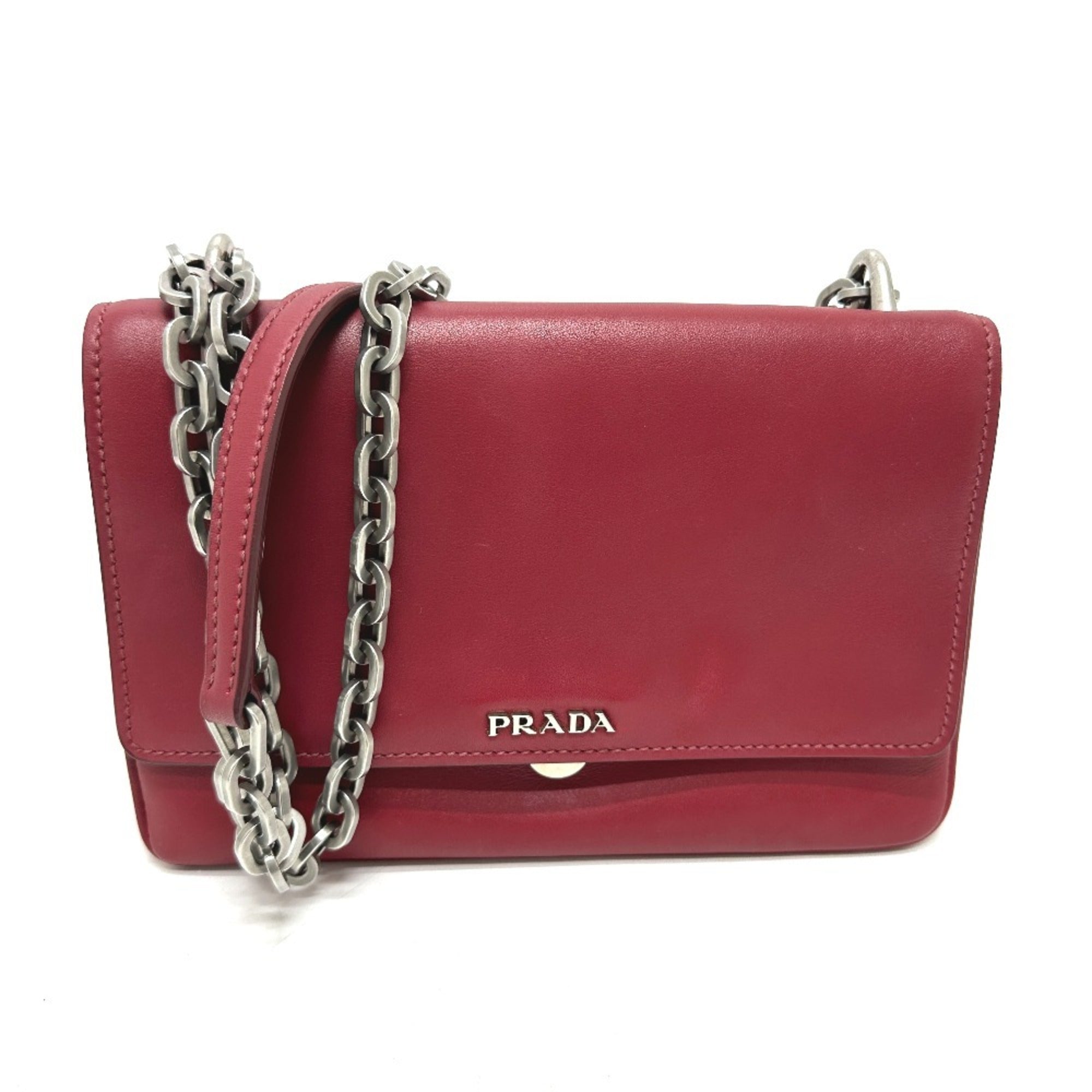 Prada Red Color Leather Shoulder Bag
