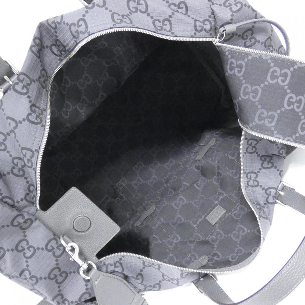 Gucci Black Dark Gray Polyester Boston Bag (Pre-Owned)