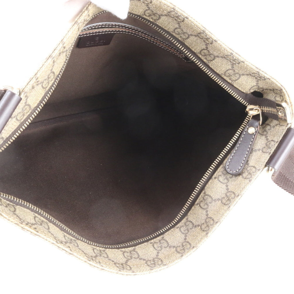 Gucci Brown Leather Coated Canvas Messenger Bag Shoulder Bag (Pre-Owned)