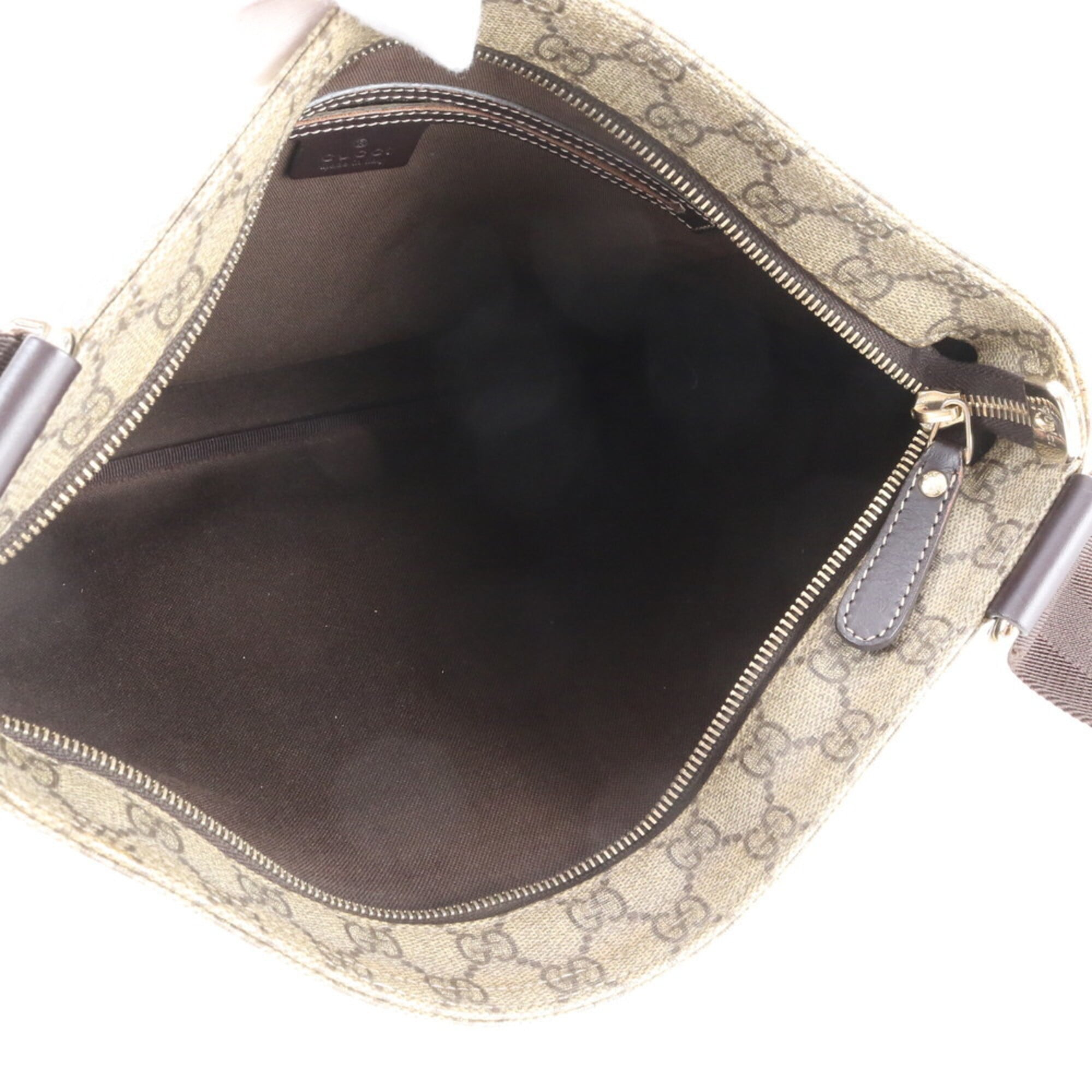 Gucci Brown Leather Coated Canvas Messenger Bag Shoulder Bag (Pre-Owned)