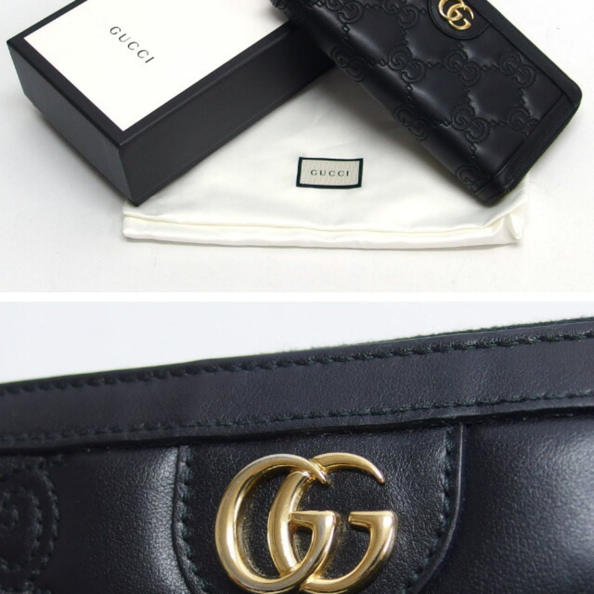 Gucci Black Leather Long Wallet (Bi-Fold) (Pre-Owned)