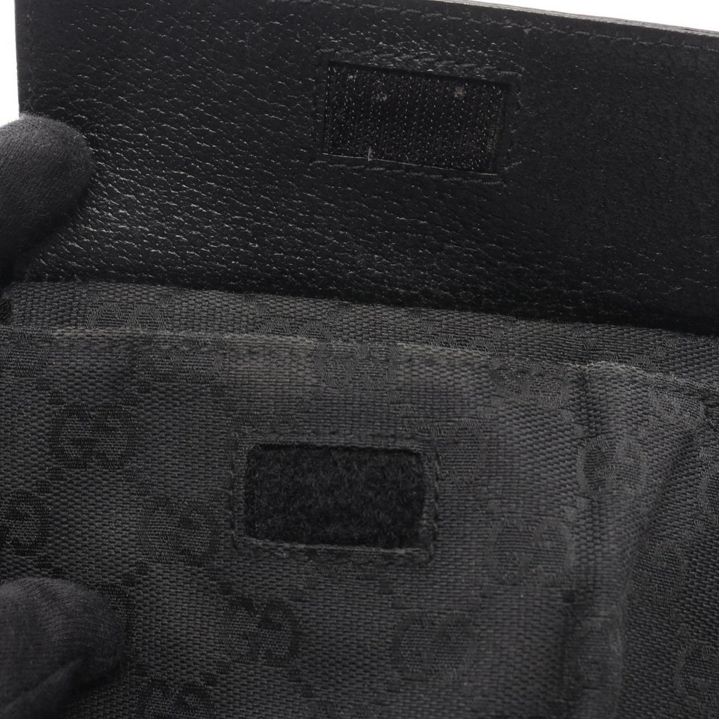 Gucci Black Gg Canvas Leather Fanny Pack Sling Bag (Pre-Owned)