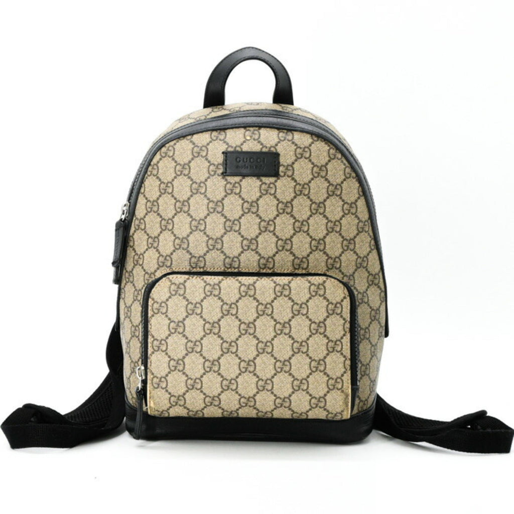Gucci Beige Black Gg Supreme Leather Backpack (Pre-Owned)