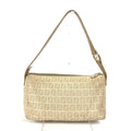 Fendi Beige Leather Canvas Shoulder Bag