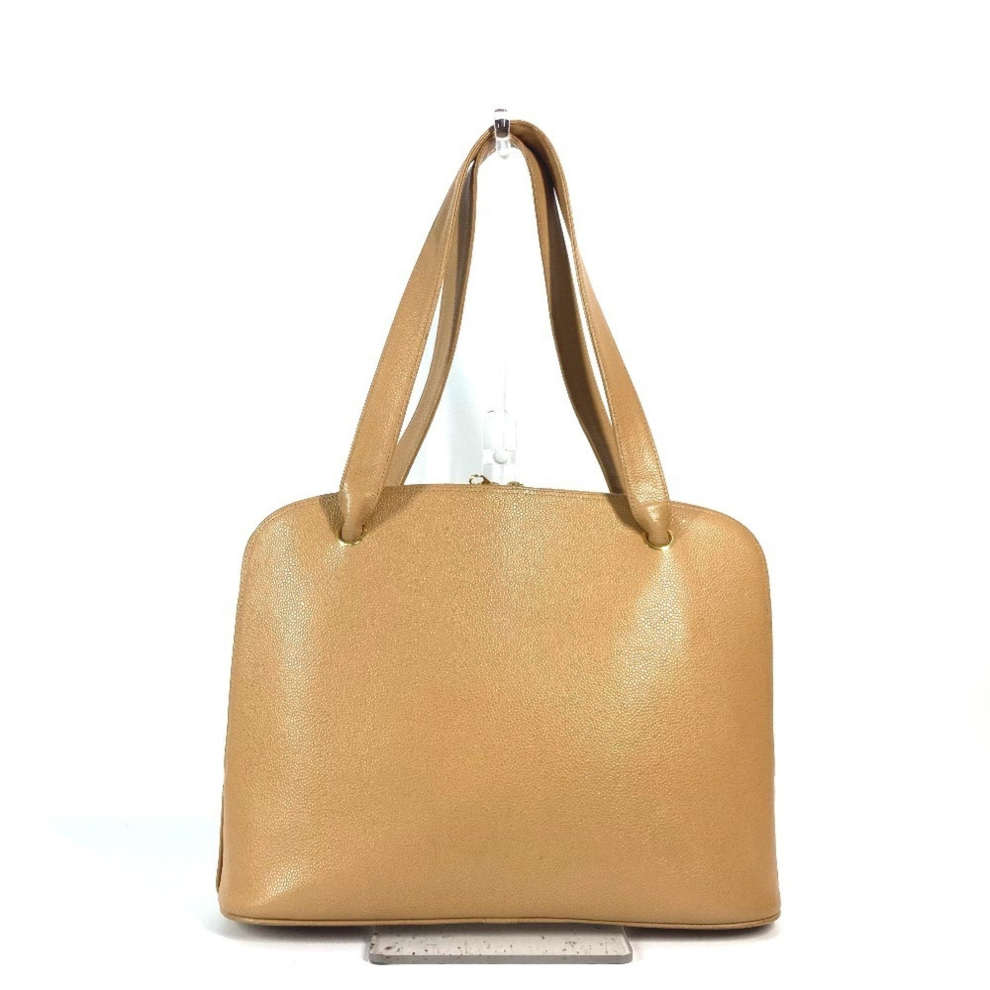 Chanel Beige Grained Calfskin Shoulder Bag Tote Bag