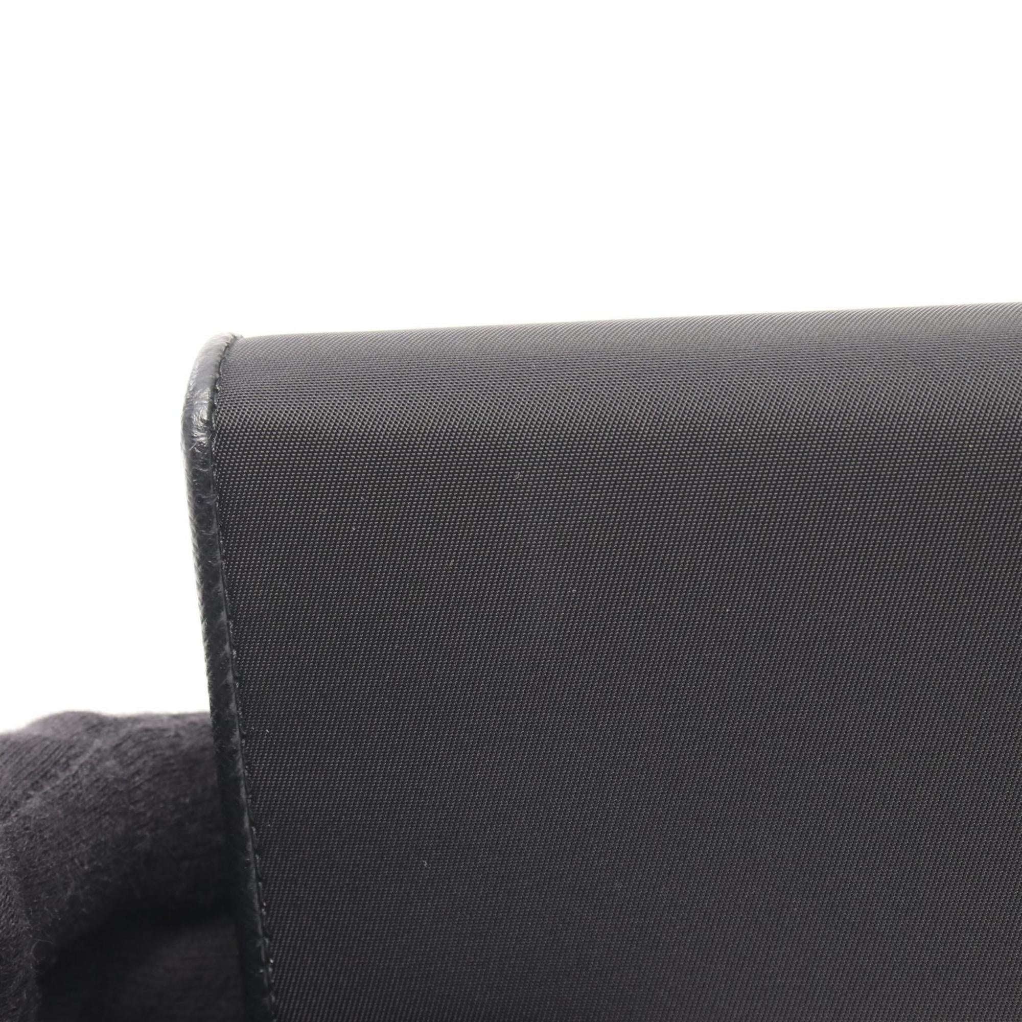 Prada Black Leather Nylon Long Wallet (Bi-Fold)