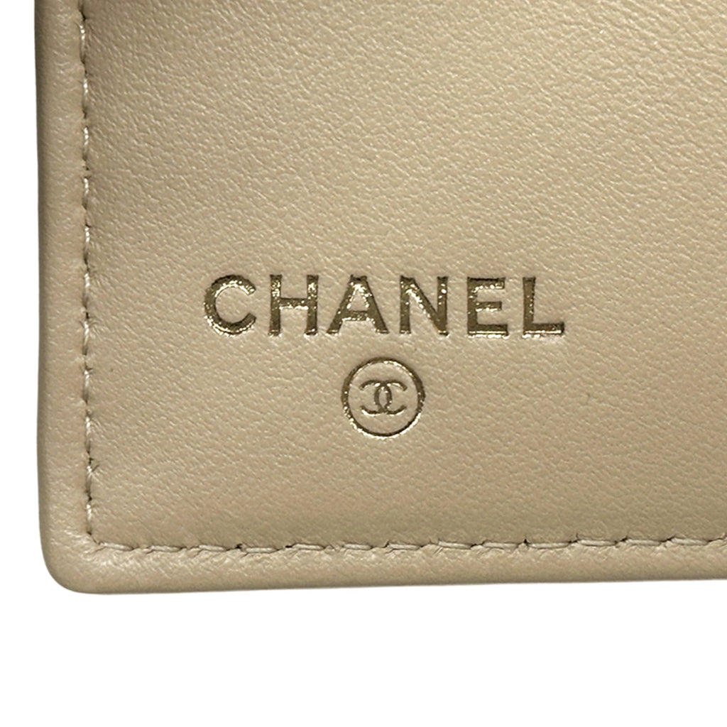 Chanel Beige Gold Leather Wallet (Bi-Fold)