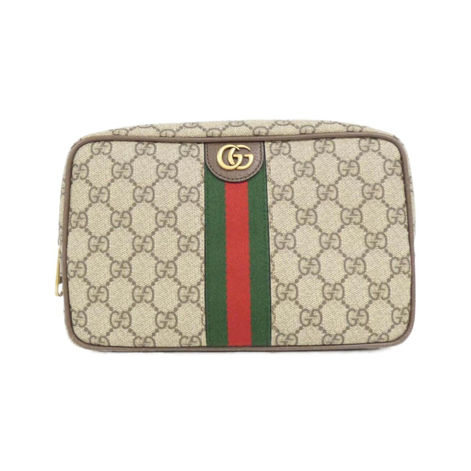 Gucci Beige Brown Gg Supreme Canvas Handbag Pouch (Pre-Owned)