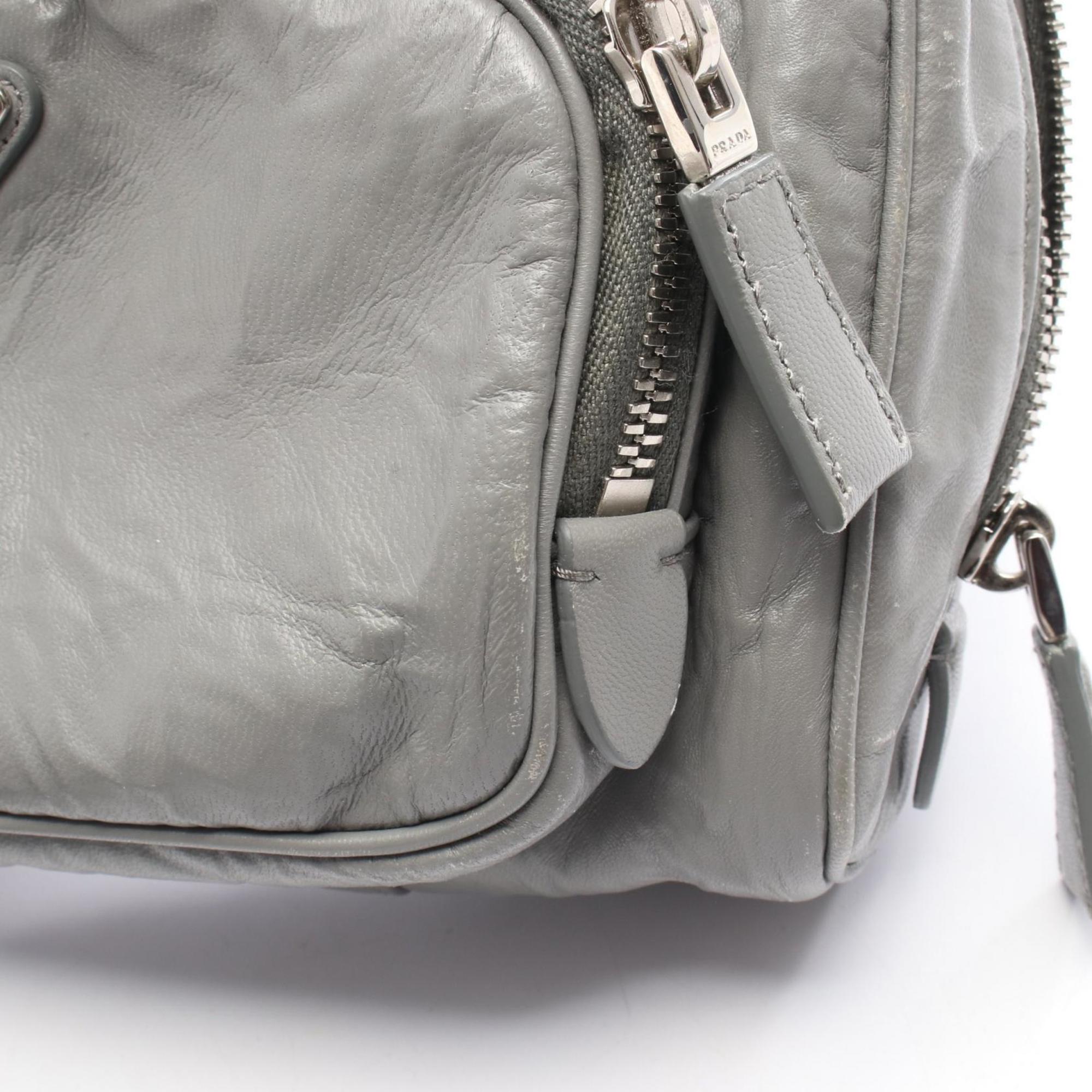 Prada Gray Leather Handbag