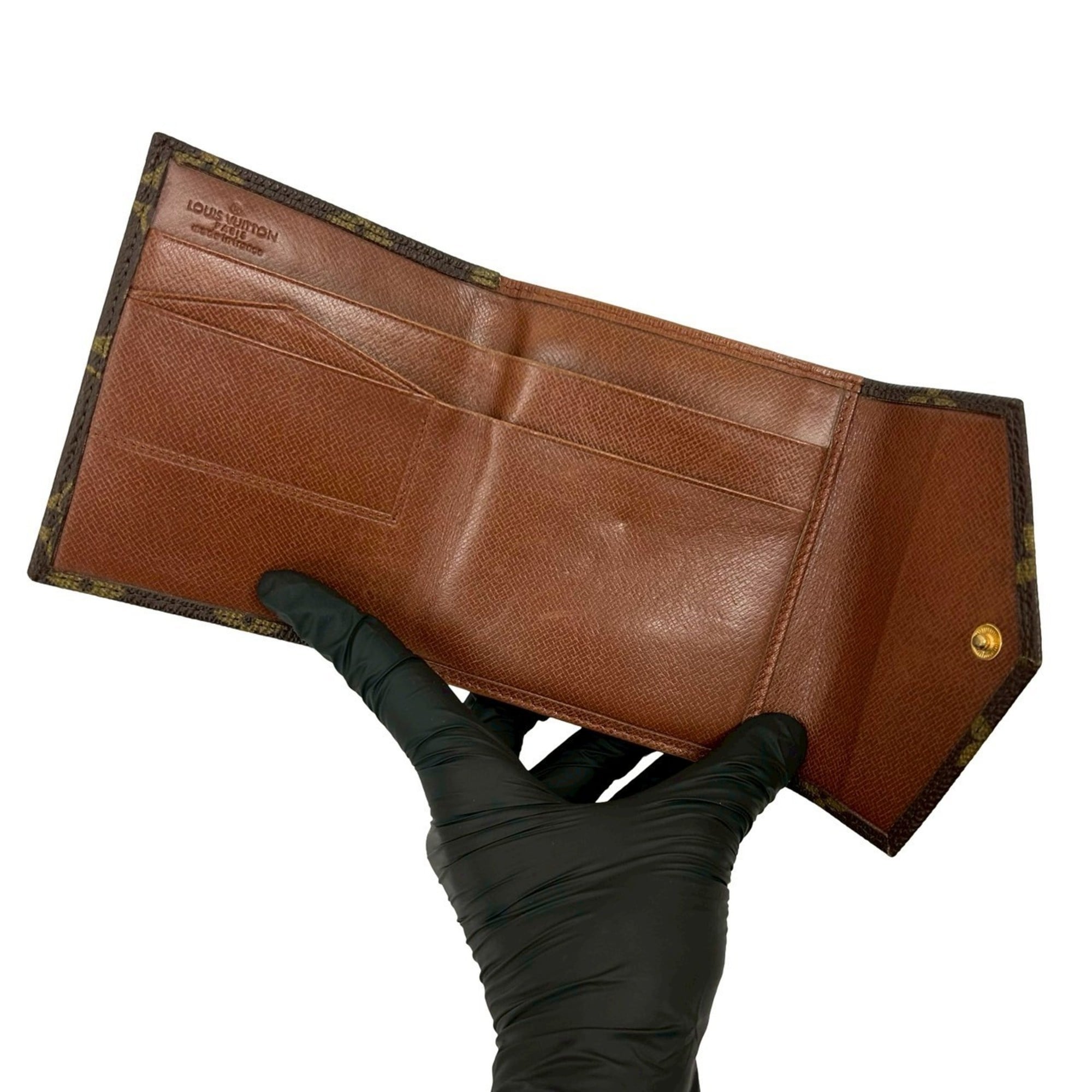 Louis Vuitton Brown Leather Pvc Wallet (Tri-Fold)
