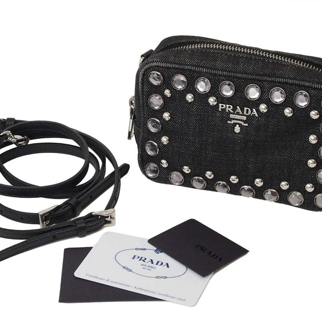 Prada Black Cotton Pochette Pouch Shoulder Bag