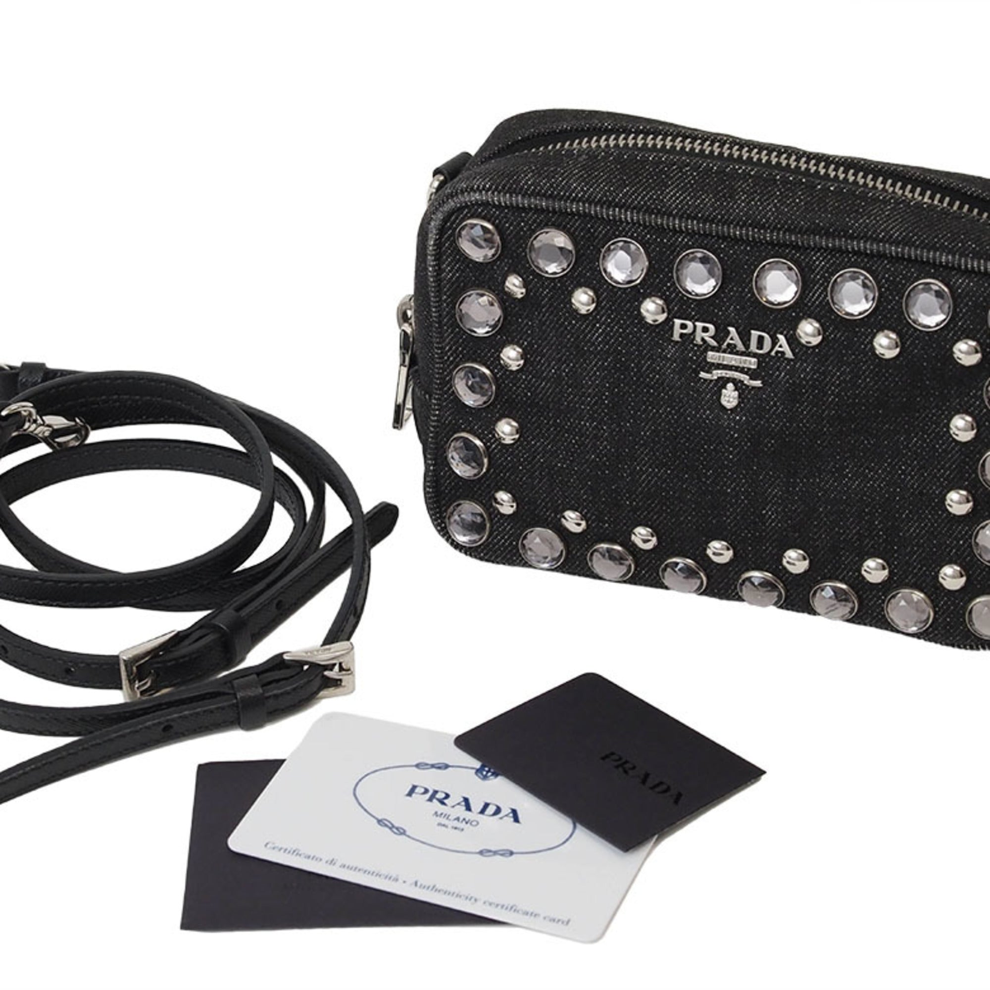 Prada Black Cotton Pochette Pouch Shoulder Bag