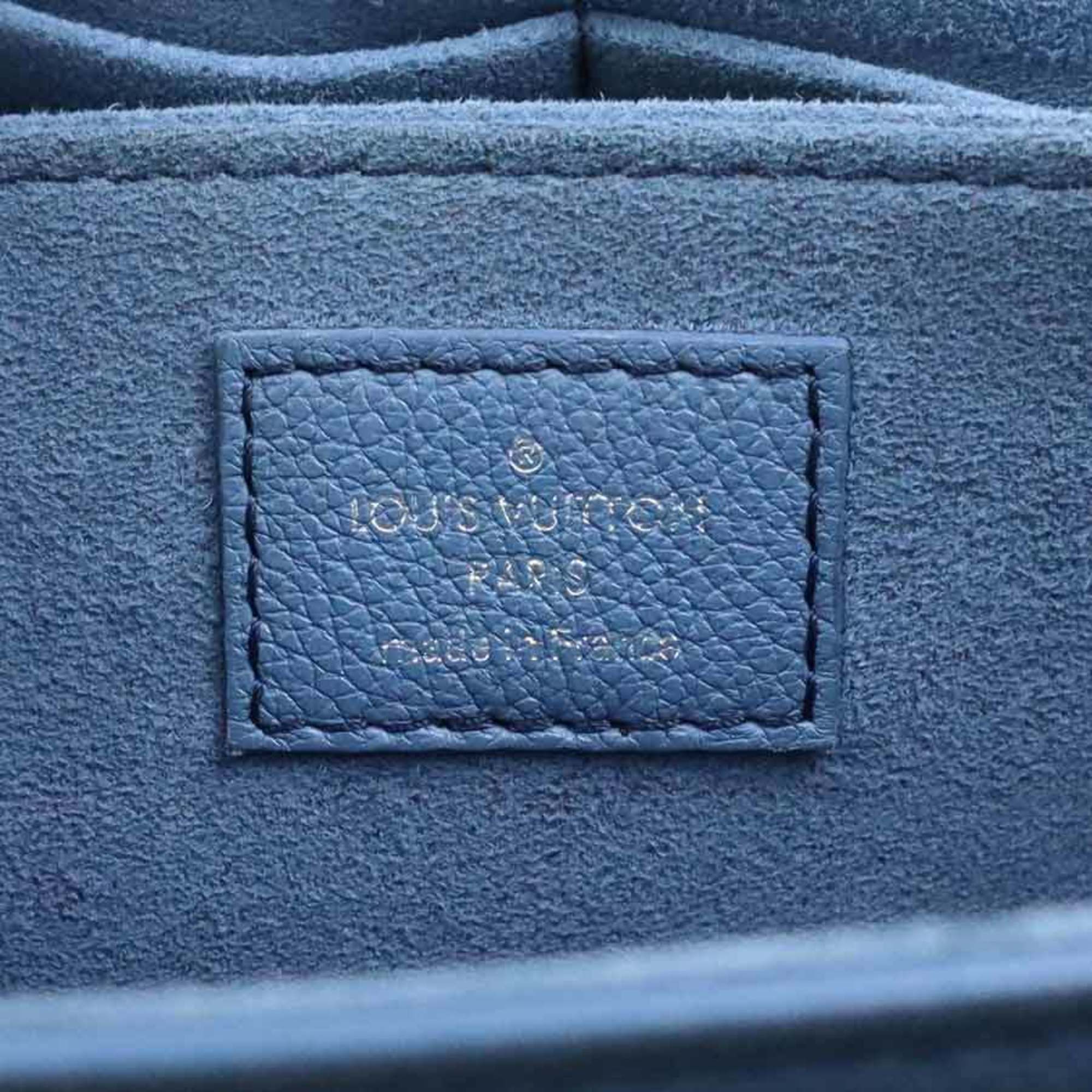 Louis Vuitton Blue Ivory Leather Handbag Shoulder Bag