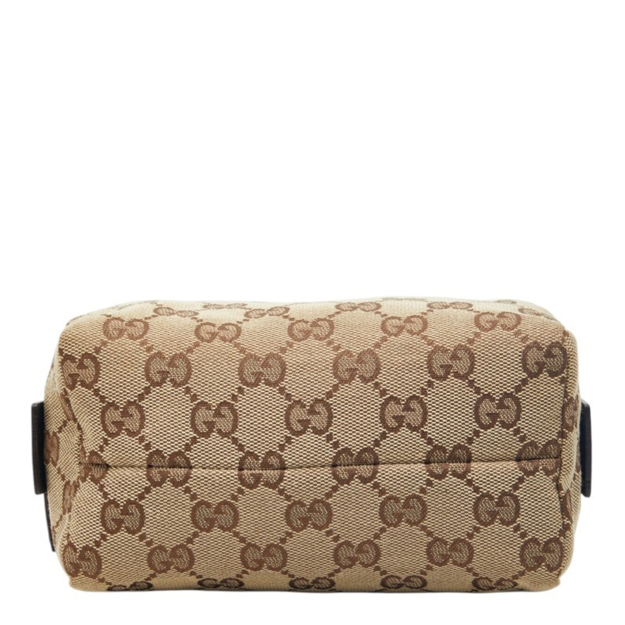 Gucci Gg Canvas Beige Green Gg Canvas Leather Handbag (Pre-Owned)