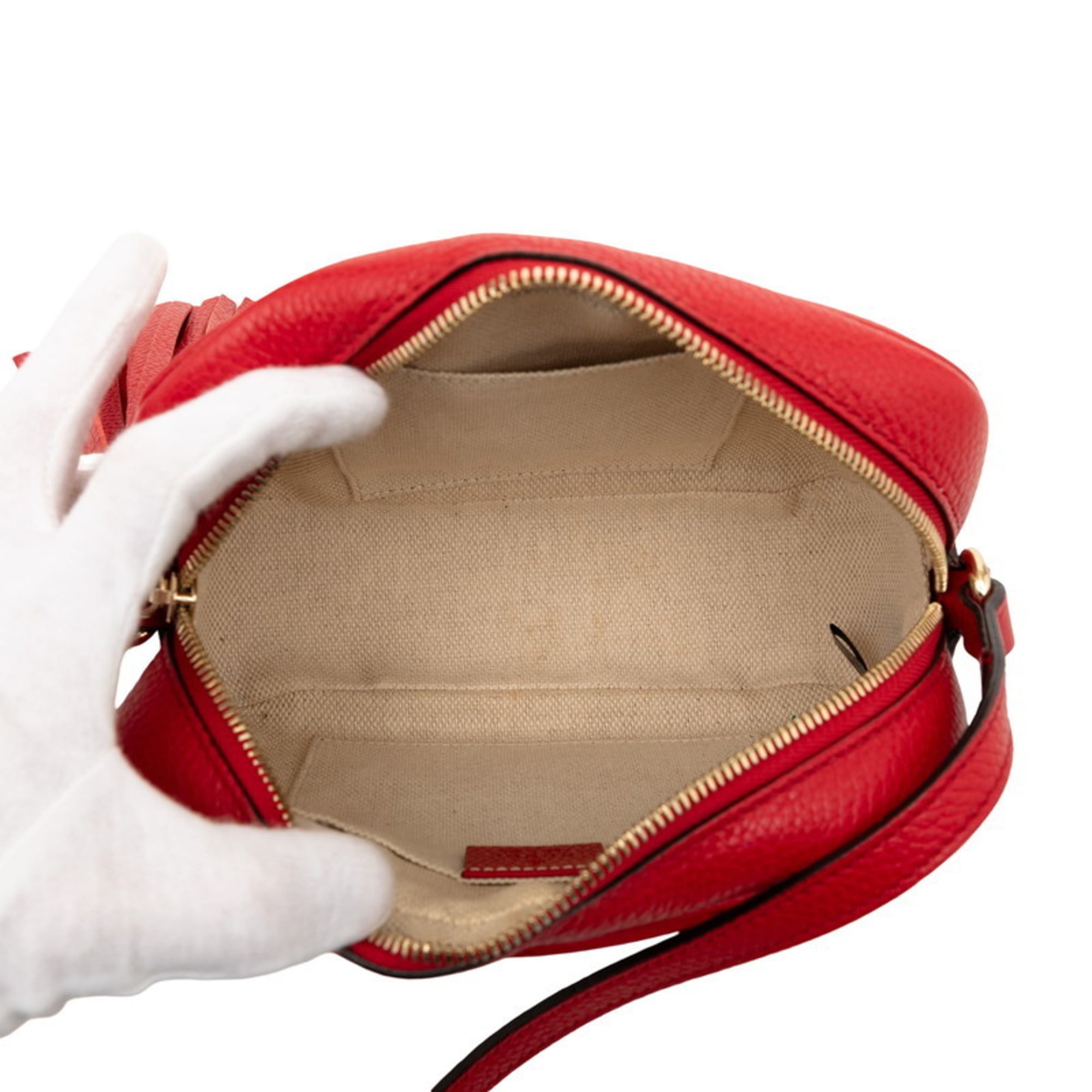Gucci Red Color Leather Shoulder Bag (Pre-Owned)