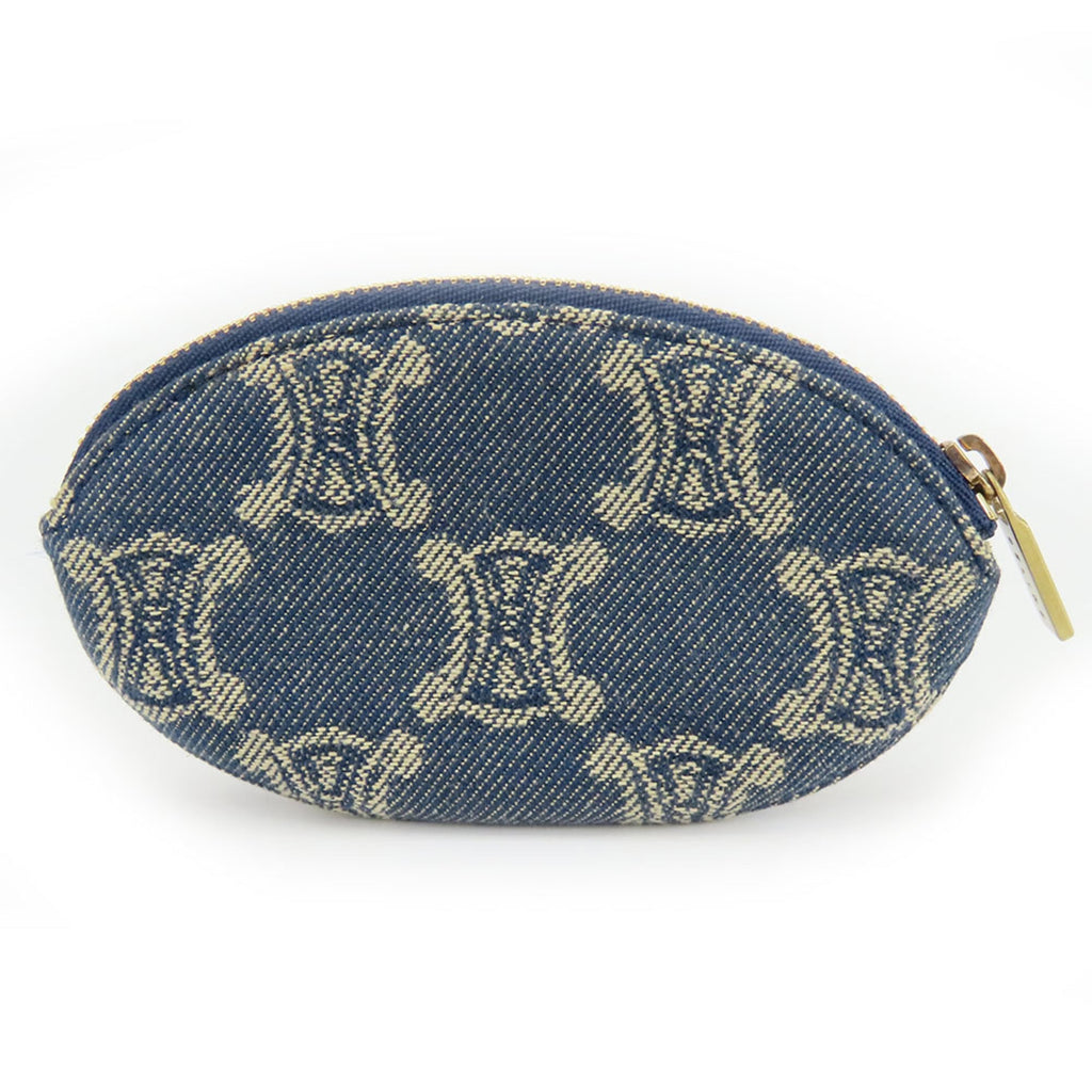 Celine Blue Brown Denim Leather Coin Purse/Coin Case