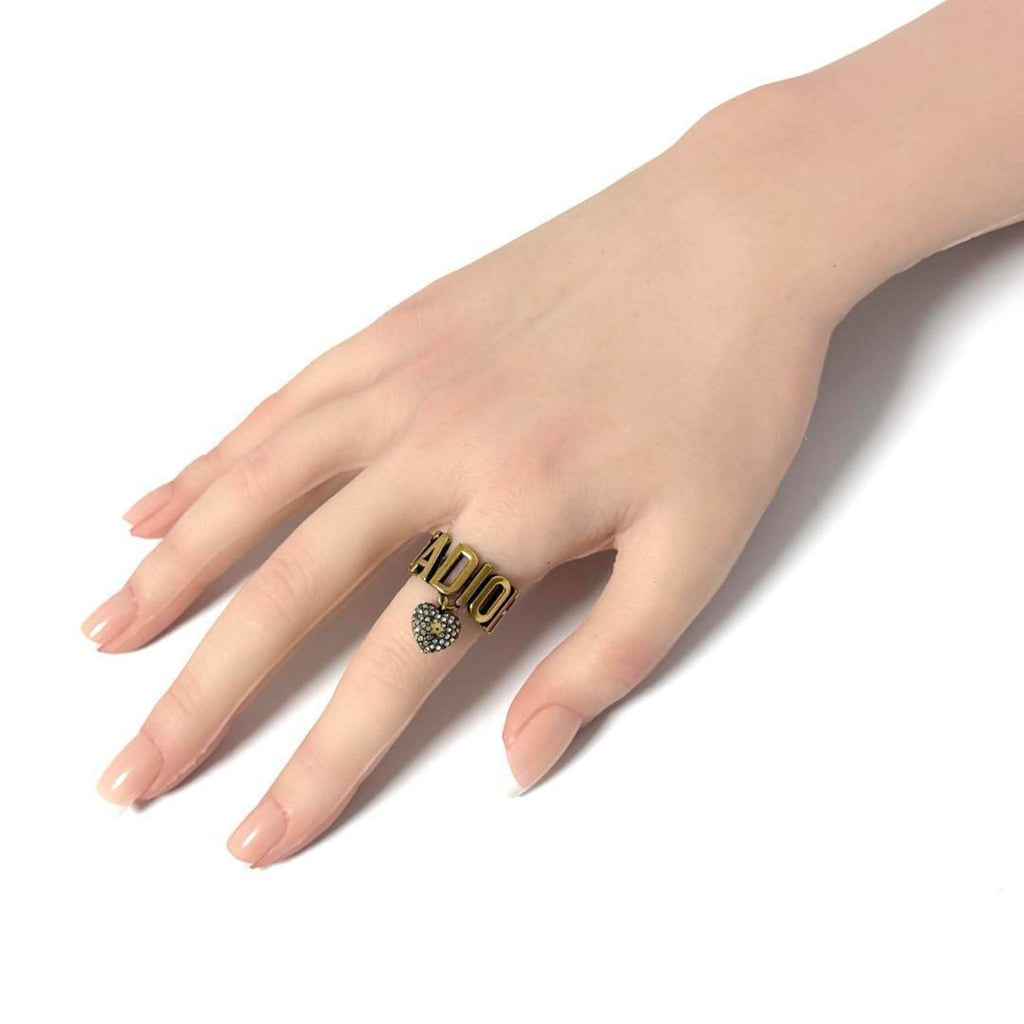 Christian Dior Metal Rhinestone Band Ring (Pre-Owned)