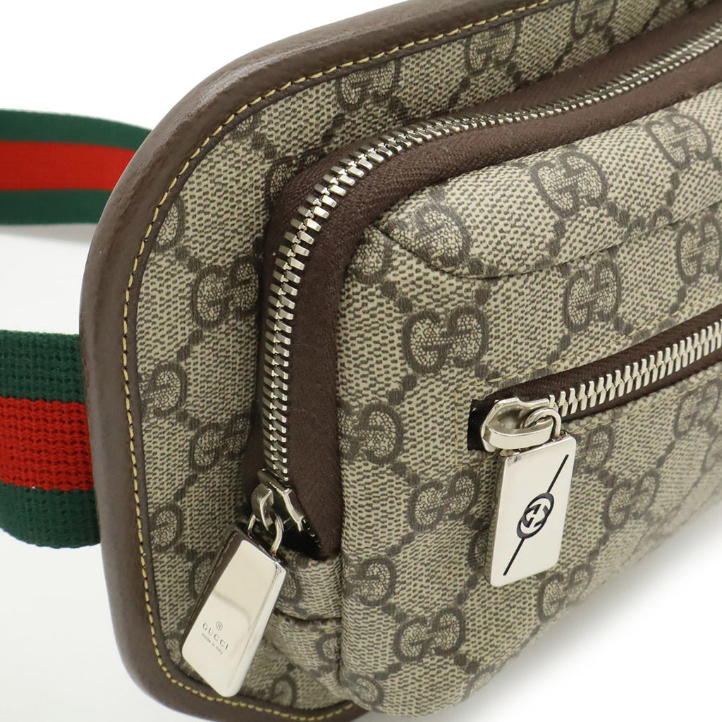 Gucci Beige Brown Green Red Color Gg Supreme Pouch Sling Bag (Pre-Owned)