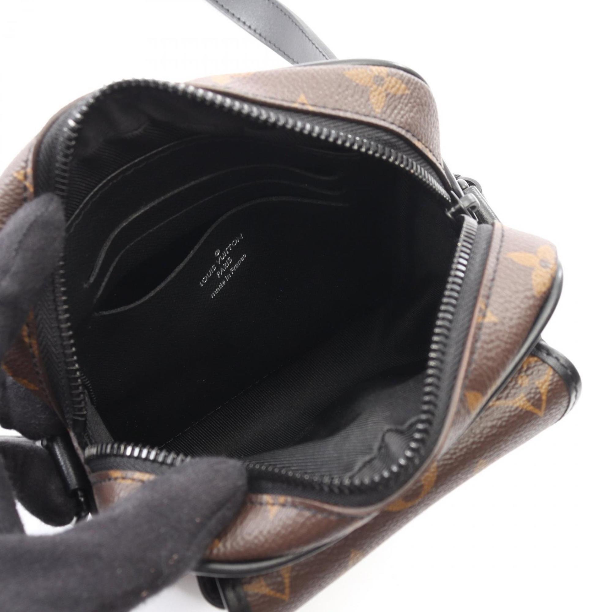 Louis Vuitton Black Brown Coated Canvas Leather Shoulder Bag