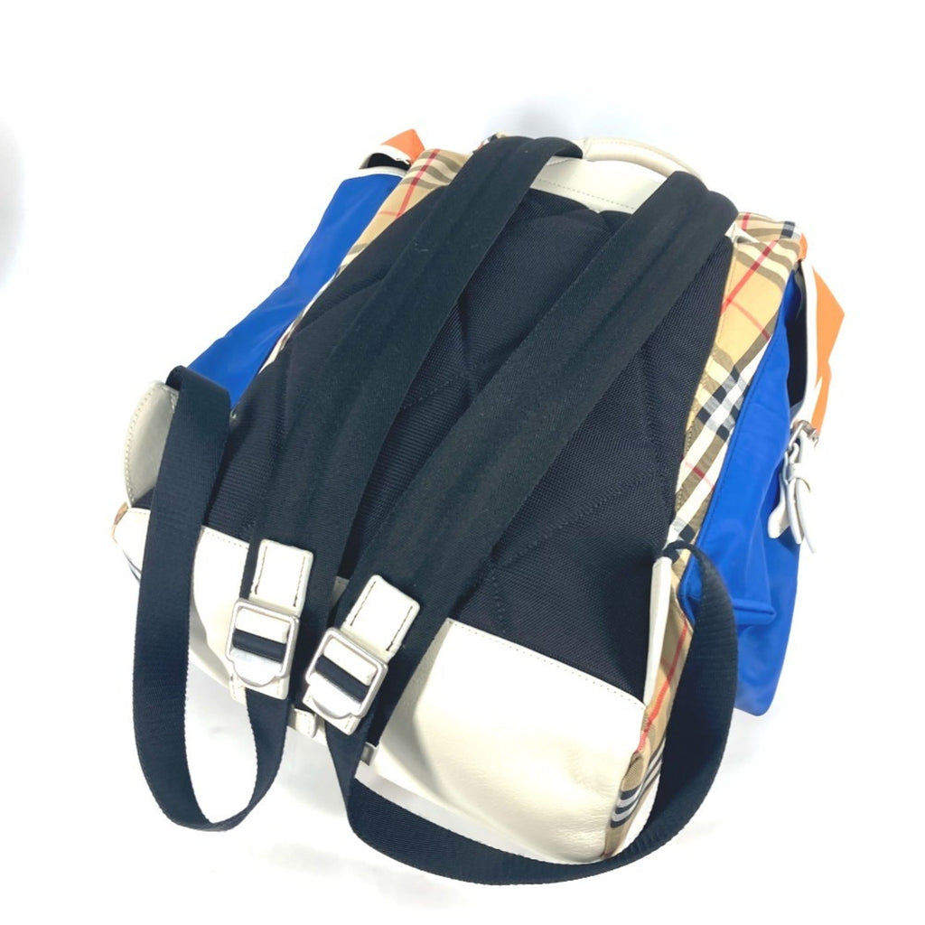 Burberry Beige Blue Orange Leather Canvas Backpack