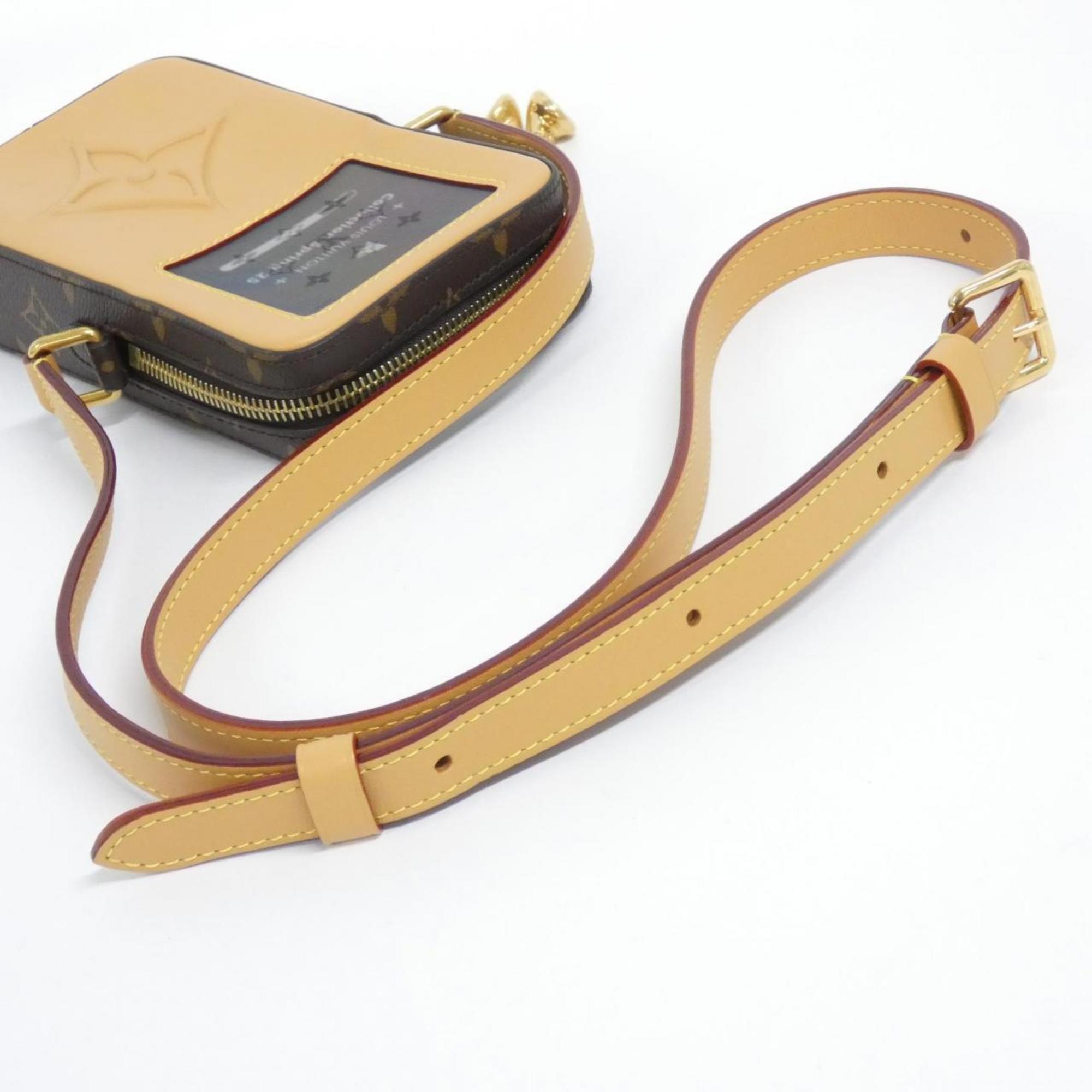 Louis Vuitton Brown Coated Canvas Leather Shoulder Bag