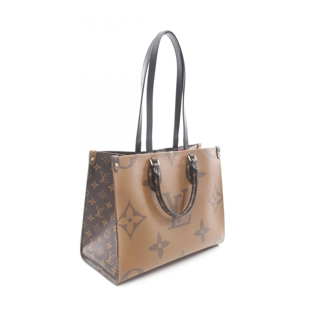 Louis Vuitton Beige Brown Coated Canvas Leather Handbag Tote Bag