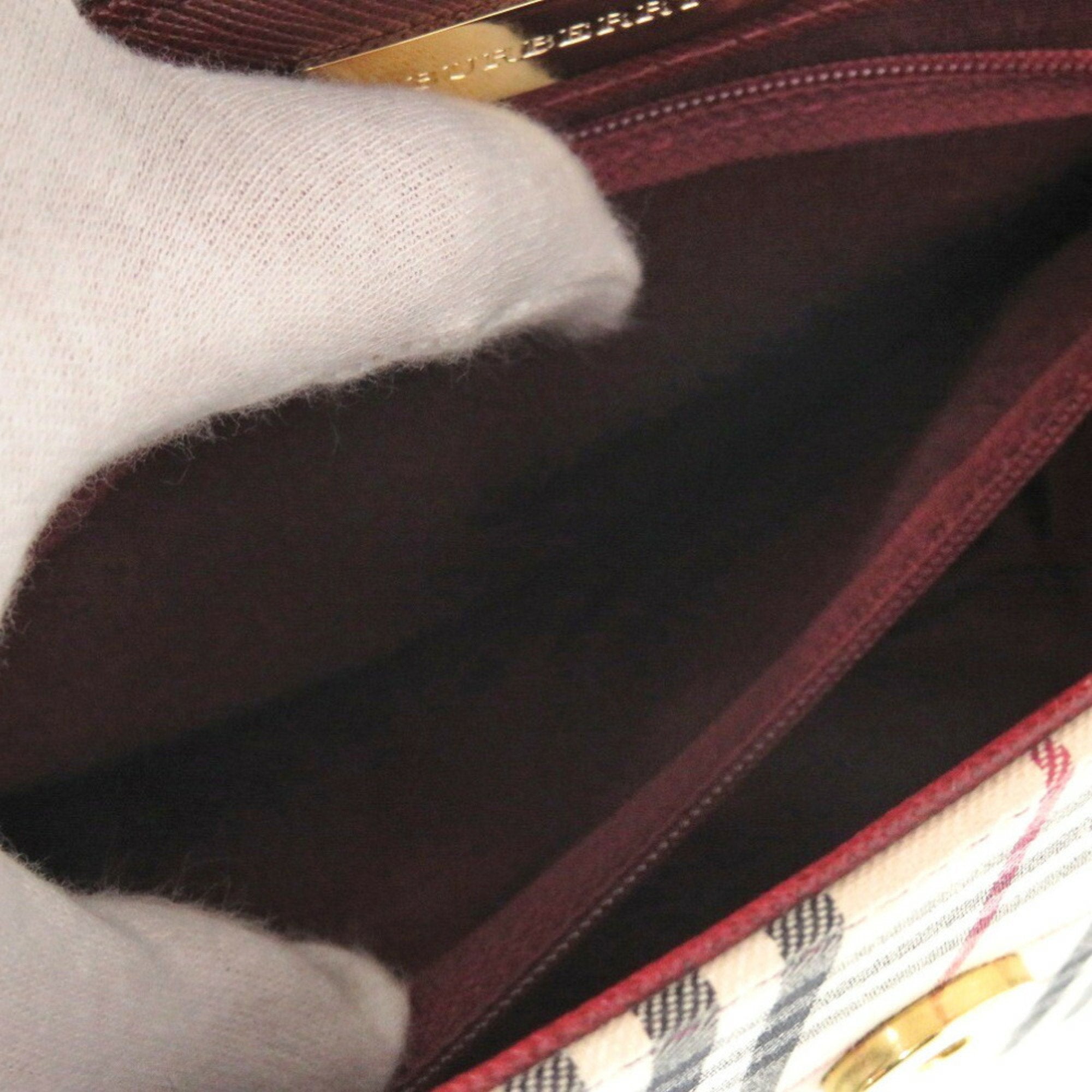 Burberry Beige Canvas Leather Handbag Shoulder Bag