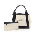 Balenciaga Black Ivory Canvas Leather Handbag Pouch Tote