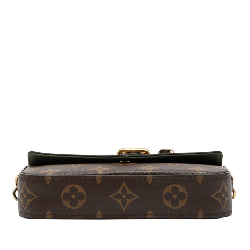 Louis Vuitton Brown Green Khaki Pvc Leather Pochette Shoulder Bag
