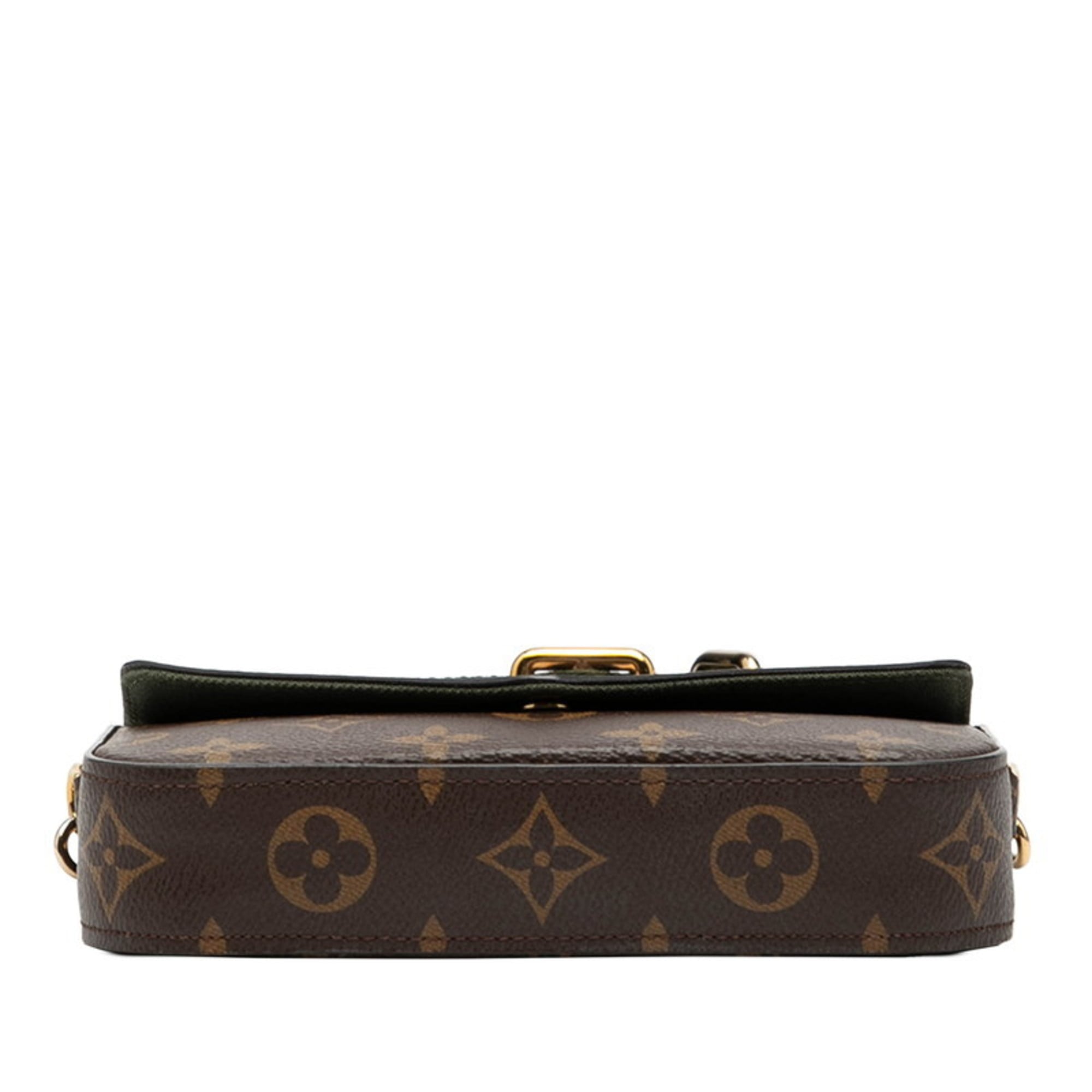 Louis Vuitton Brown Green Khaki Pvc Leather Pochette Shoulder Bag