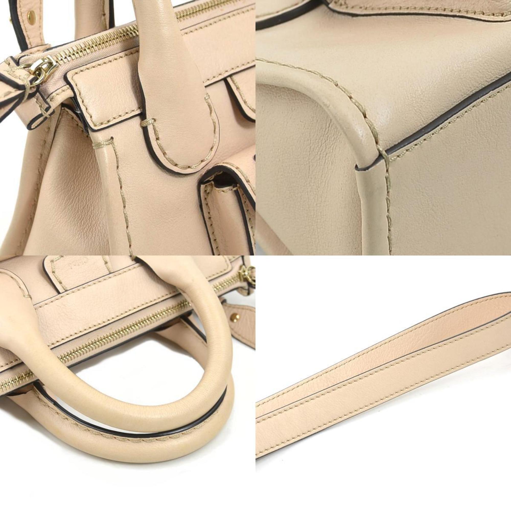 Chloé Pink Beige Leather Handbag Shoulder Bag (Pre-Owned)