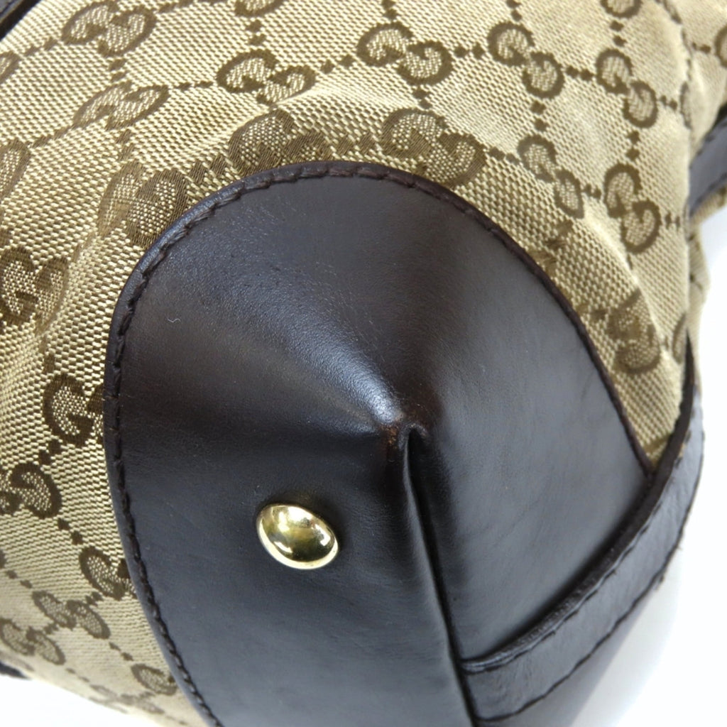 Gucci Beige Dark Brown Gg Canvas Handbag (Pre-Owned)