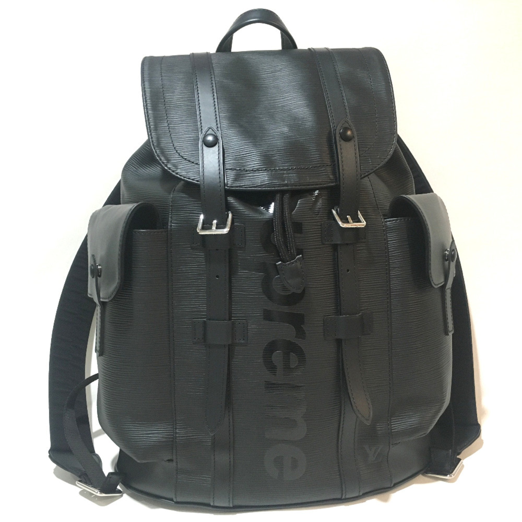 Louis Vuitton Black Leather Backpack
