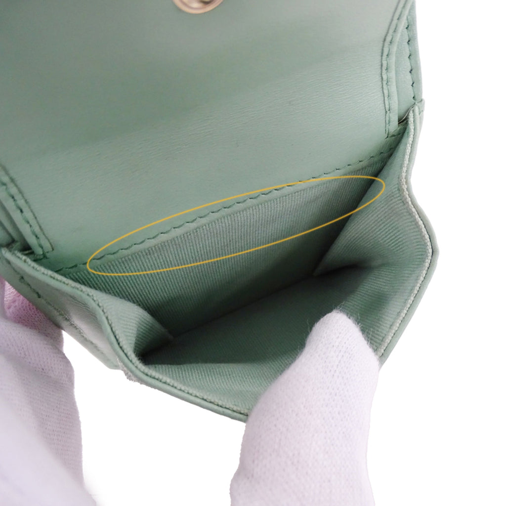 Chanel Green Pink Grained Calfskin Wallet (Bi-Fold)
