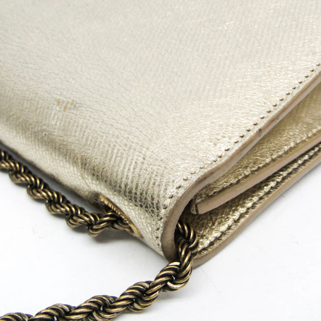 Saint Laurent Classic Monogram Crossbody Bag Calfskin Gold Leather Shoulder Bag Bag (Pre-Owned)
