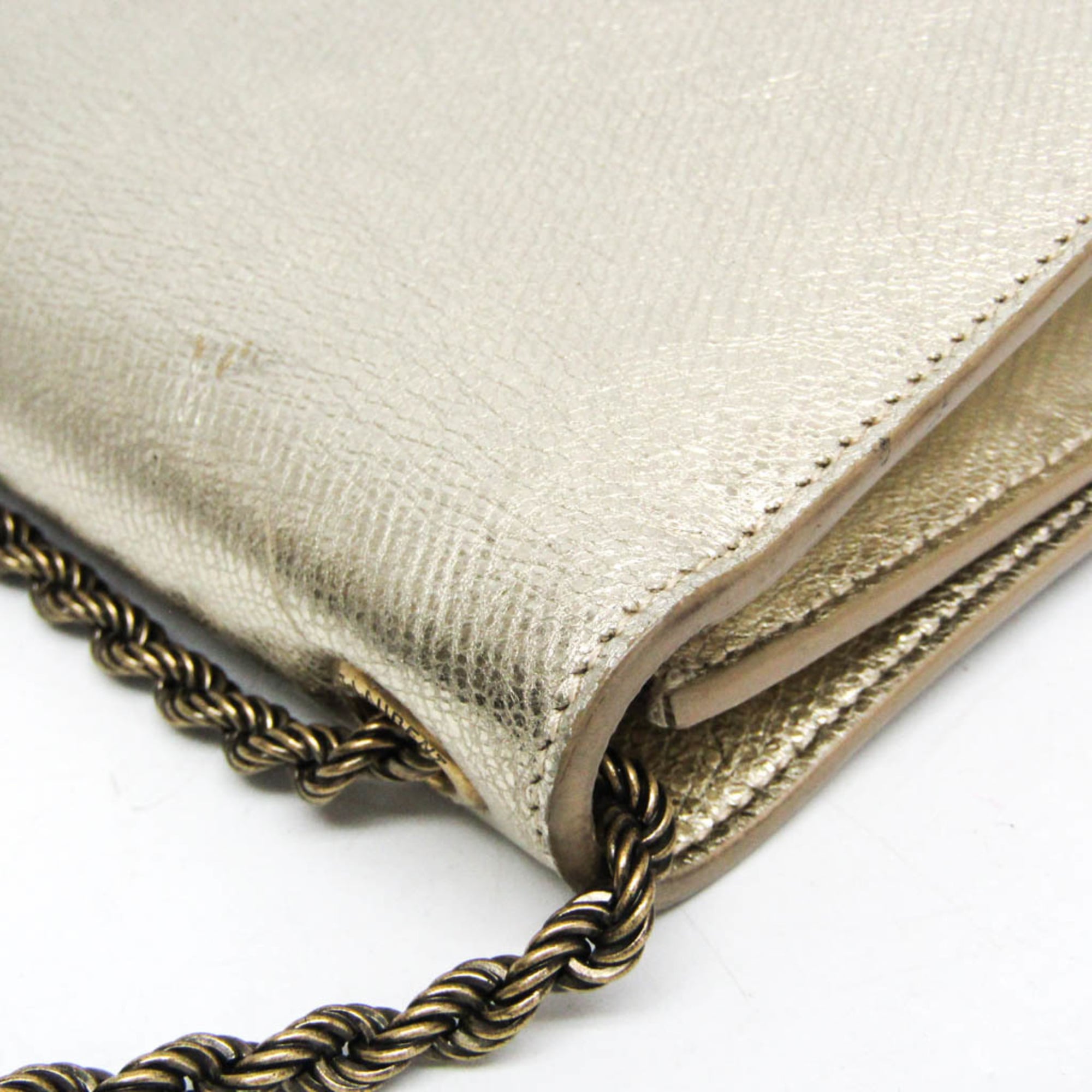 Saint Laurent Classic Monogram Crossbody Bag Calfskin Gold Leather Shoulder Bag Bag (Pre-Owned)
