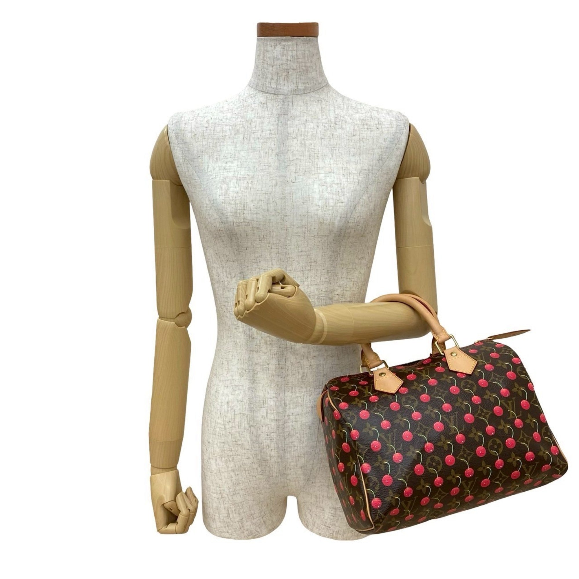 Louis Vuitton Brown Red Color Leather Pvc Boston Bag Handbag