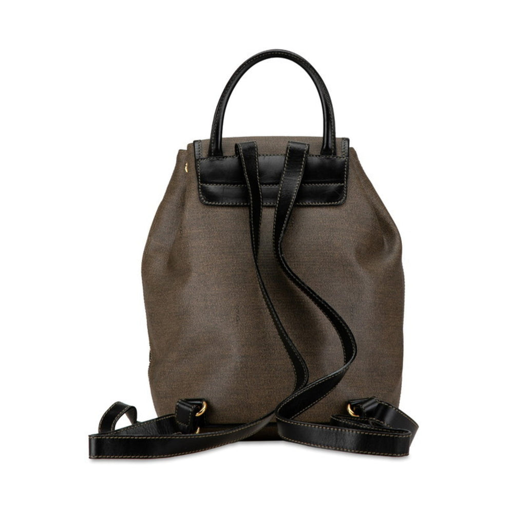 Fendi Zucchino Black Grayish Zucchino Pvc Leather Backpack