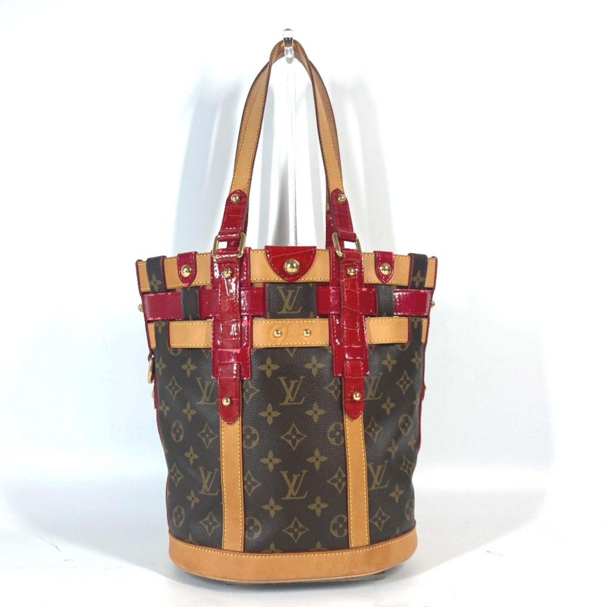 Louis Vuitton Brown Red Color Monogram Shoulder Bag Tote Bag
