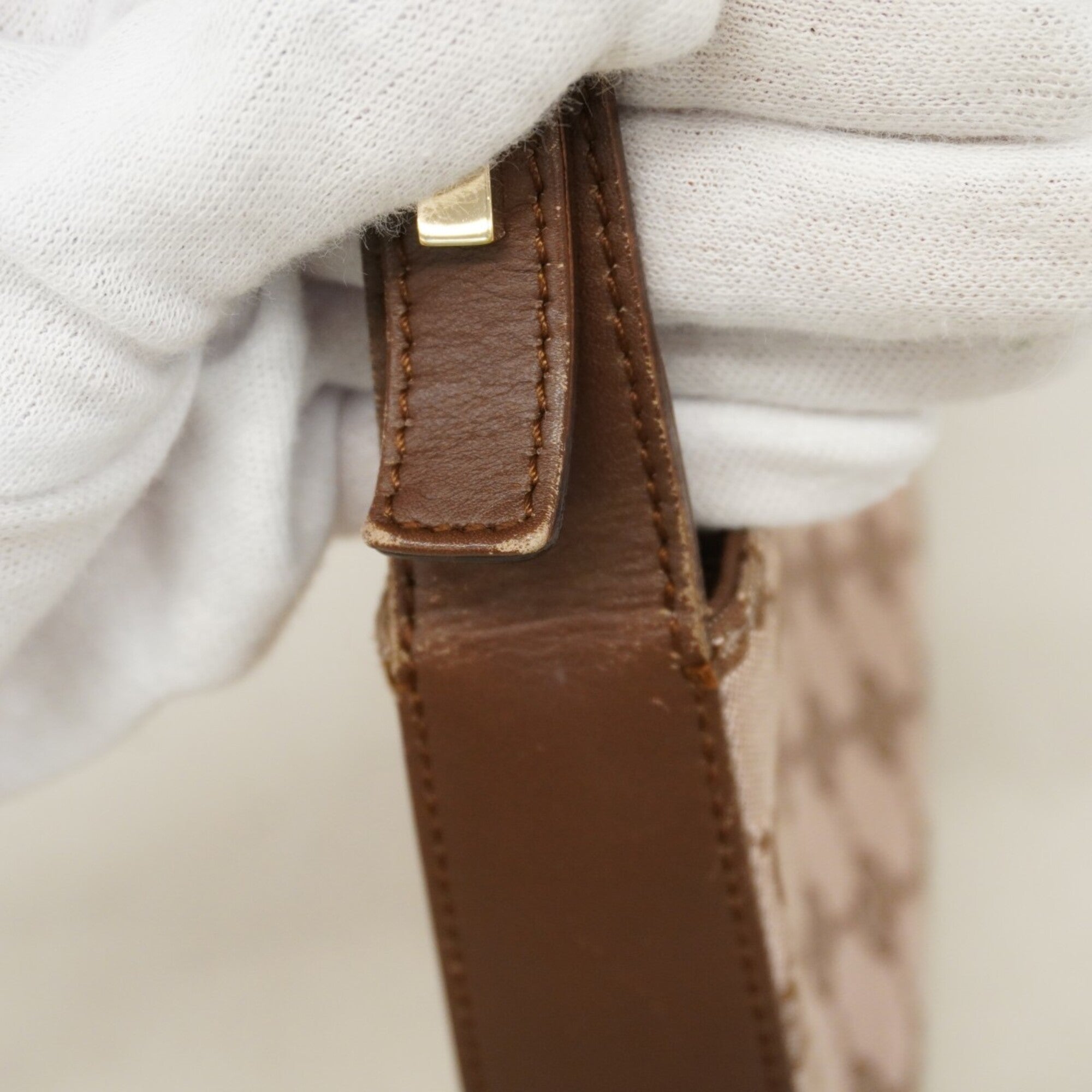 Gucci Brown Canvas Leather Handbag (Pre-Owned)