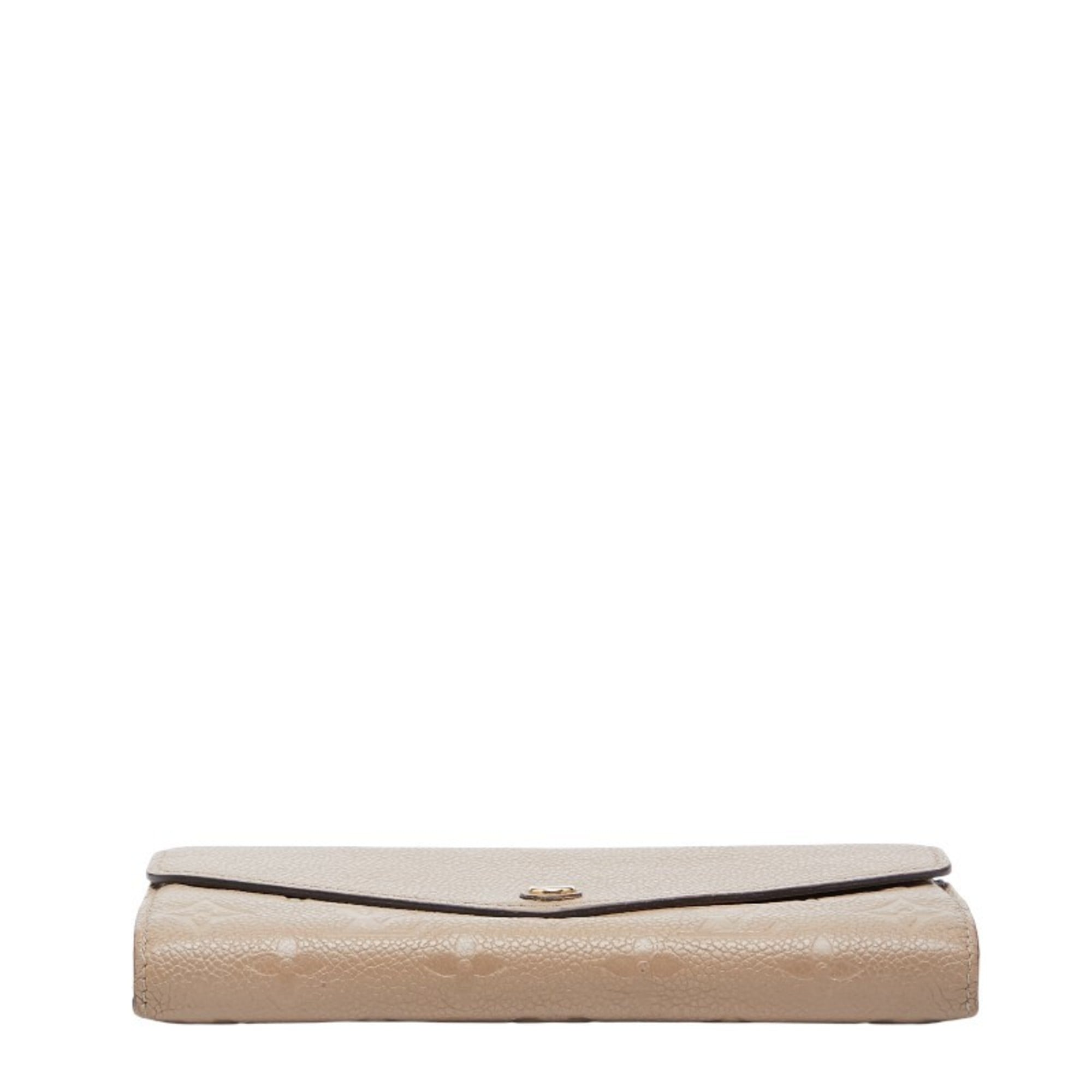 Louis Vuitton Beige Leather Long Wallet (Tri-Fold)