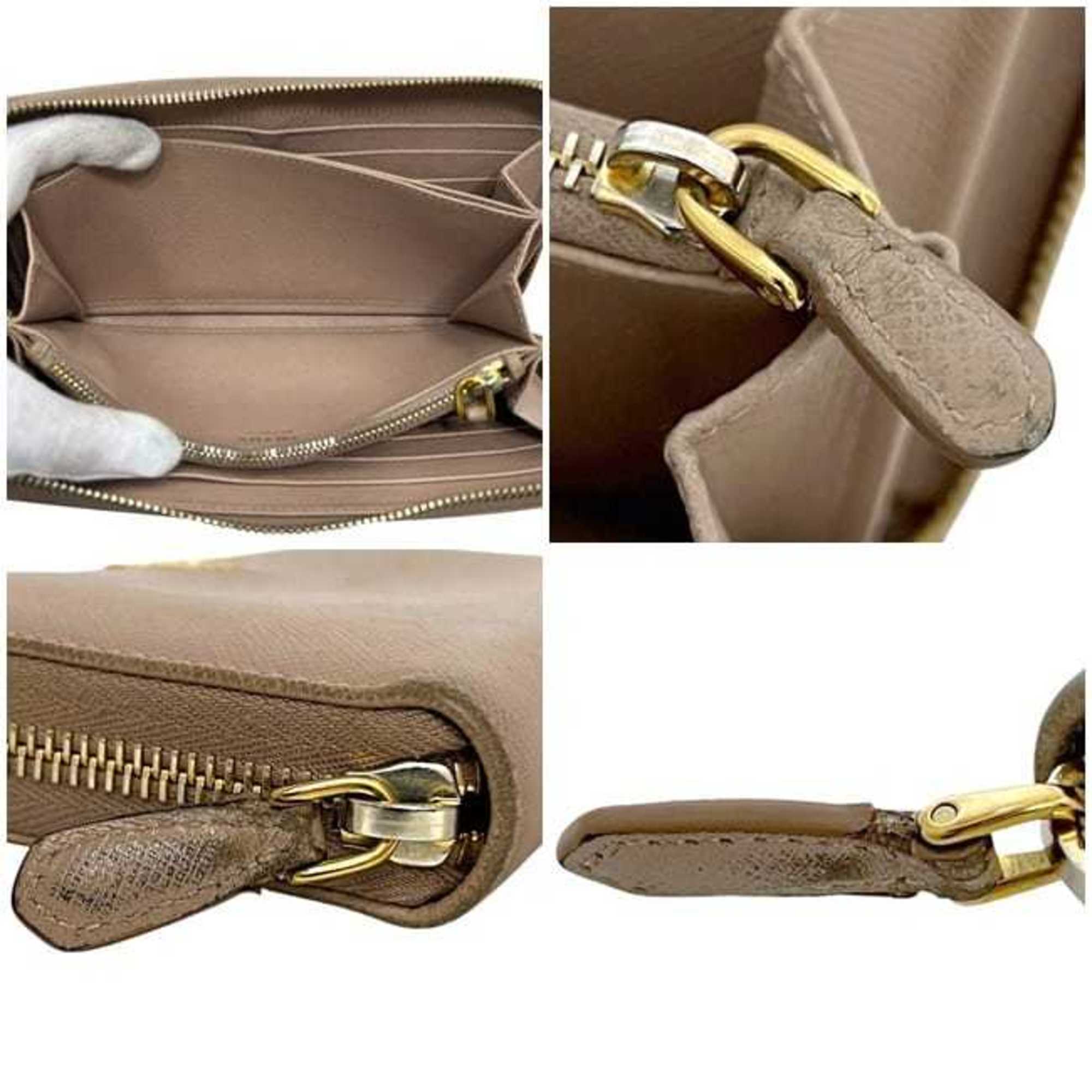 Prada Pink Beige Saffiano Metal Long Wallet (Bi-Fold)