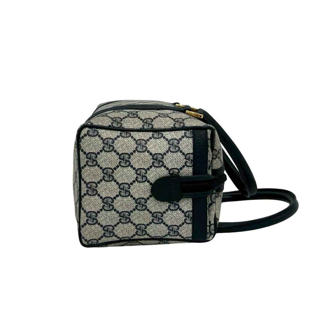 Gucci Navy Pvc Leather Boston Bag Handbag (Pre-Owned)