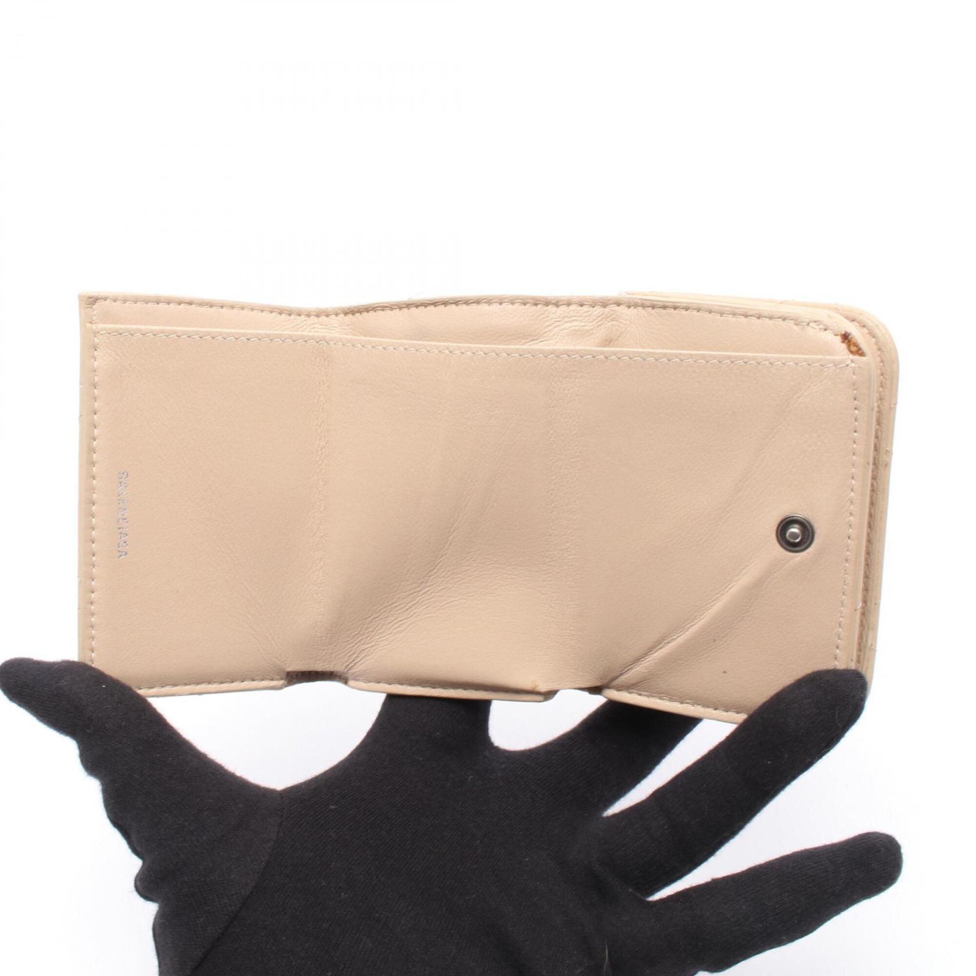 Balenciaga Beige Leather Wallet (Tri-Fold)