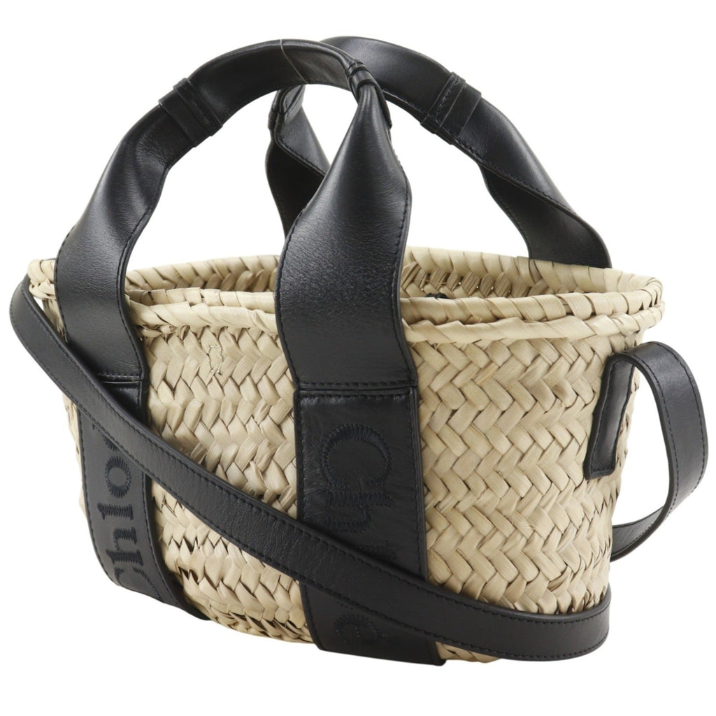 Chloé Beige Raffia Leather Basket Handbag (Pre-Owned)