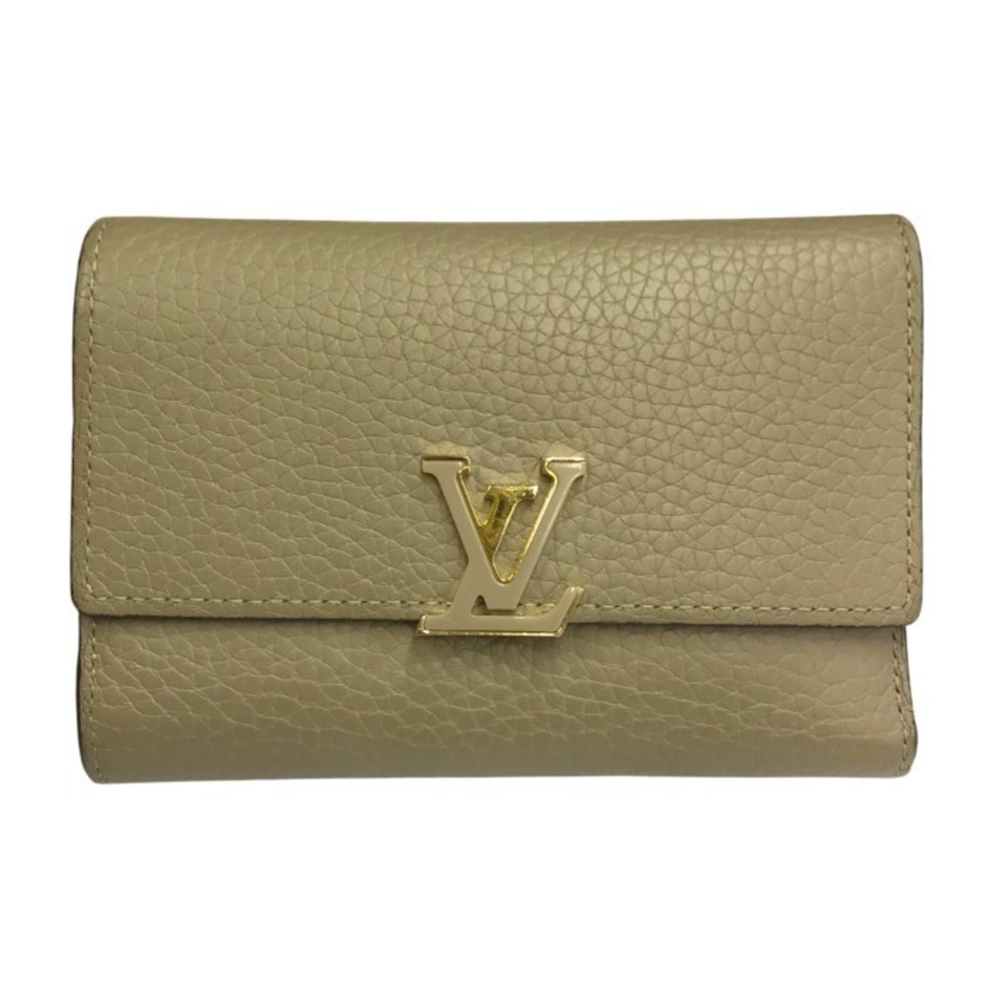 Louis Vuitton Beige Leather Wallet (Tri-Fold)