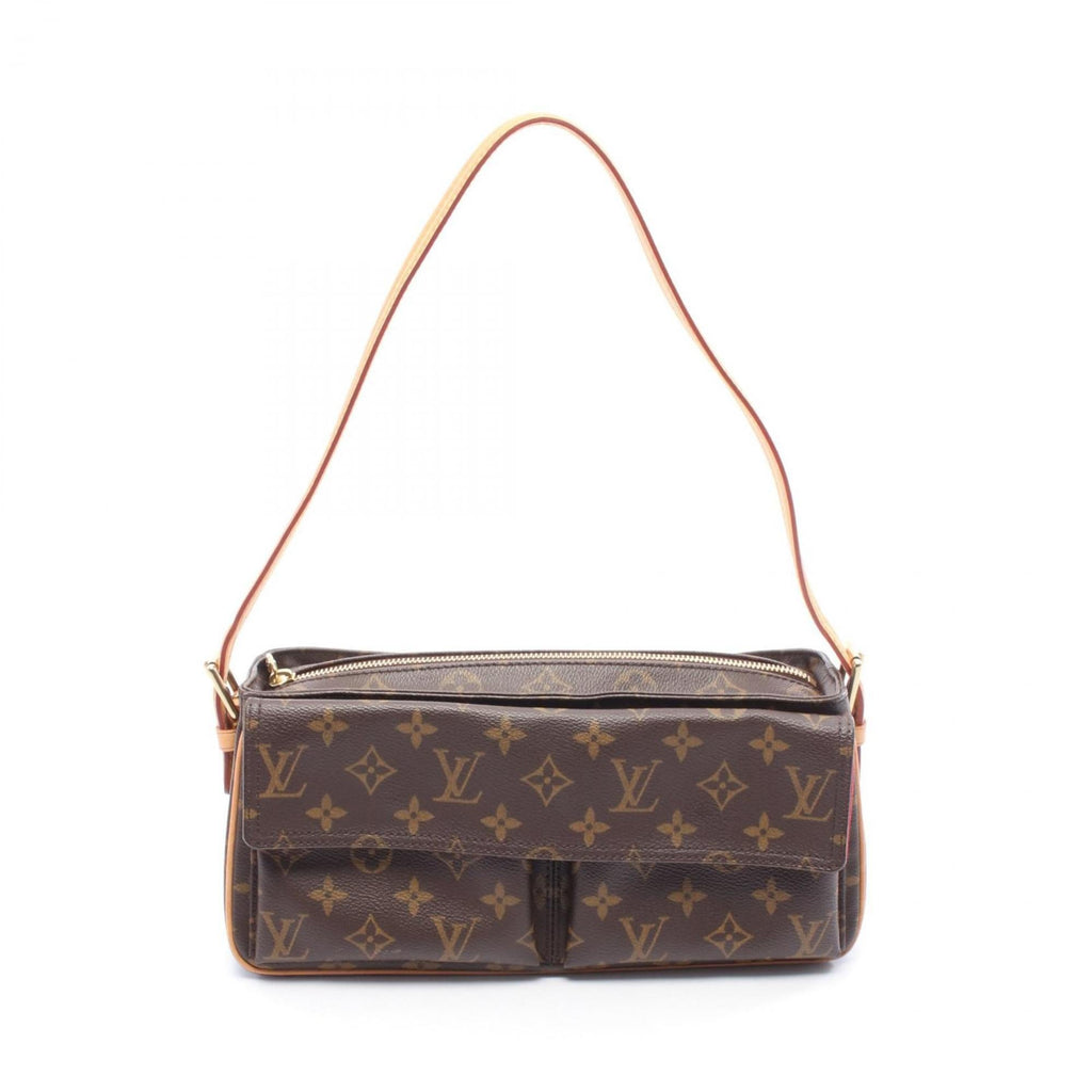 Louis Vuitton Brown Coated Canvas Leather Shoulder Bag