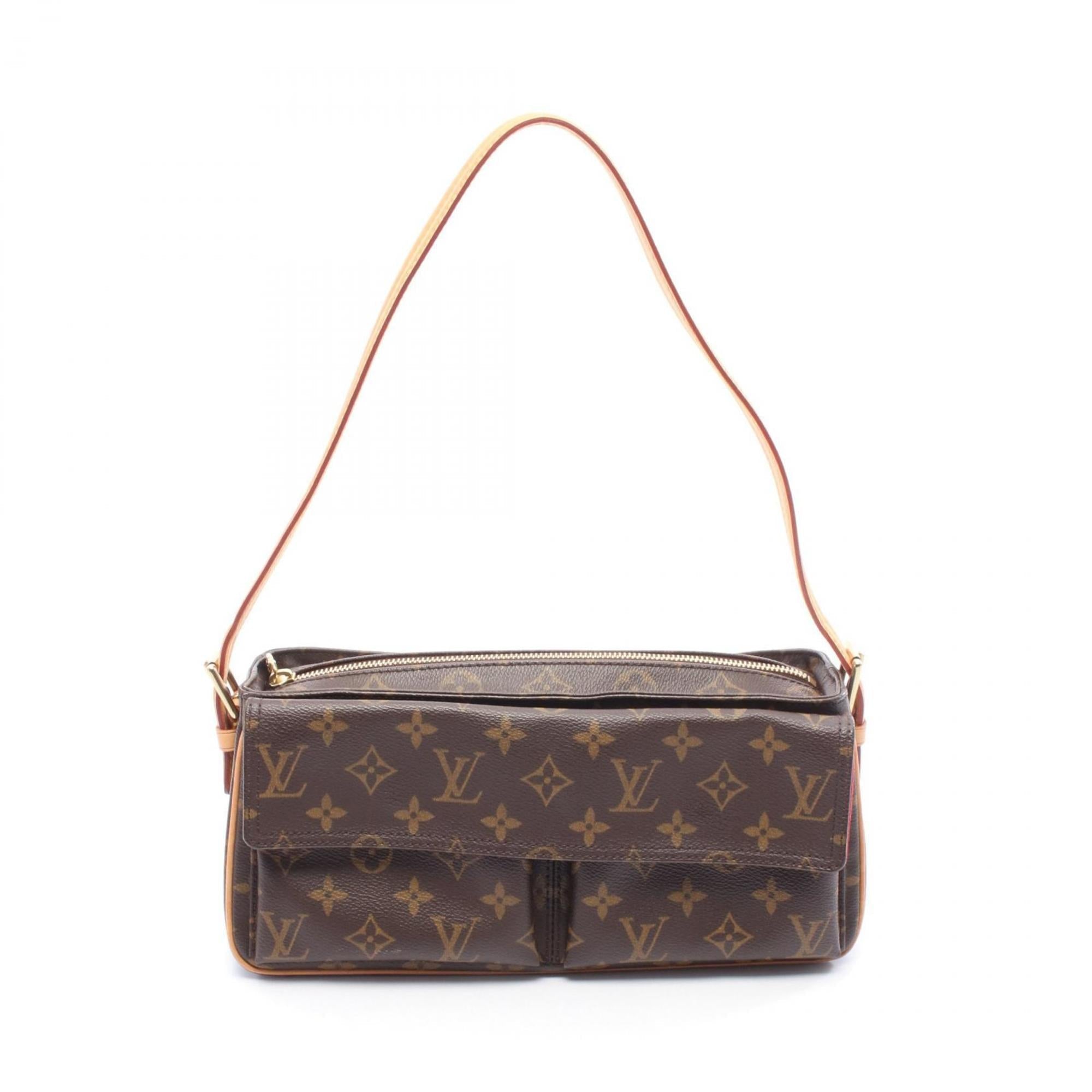 Louis Vuitton Brown Coated Canvas Leather Shoulder Bag
