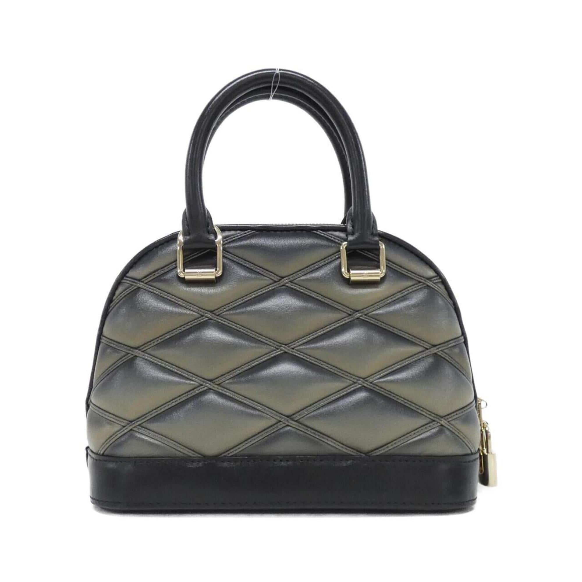 Louis Vuitton Beige Black Leather Handbag