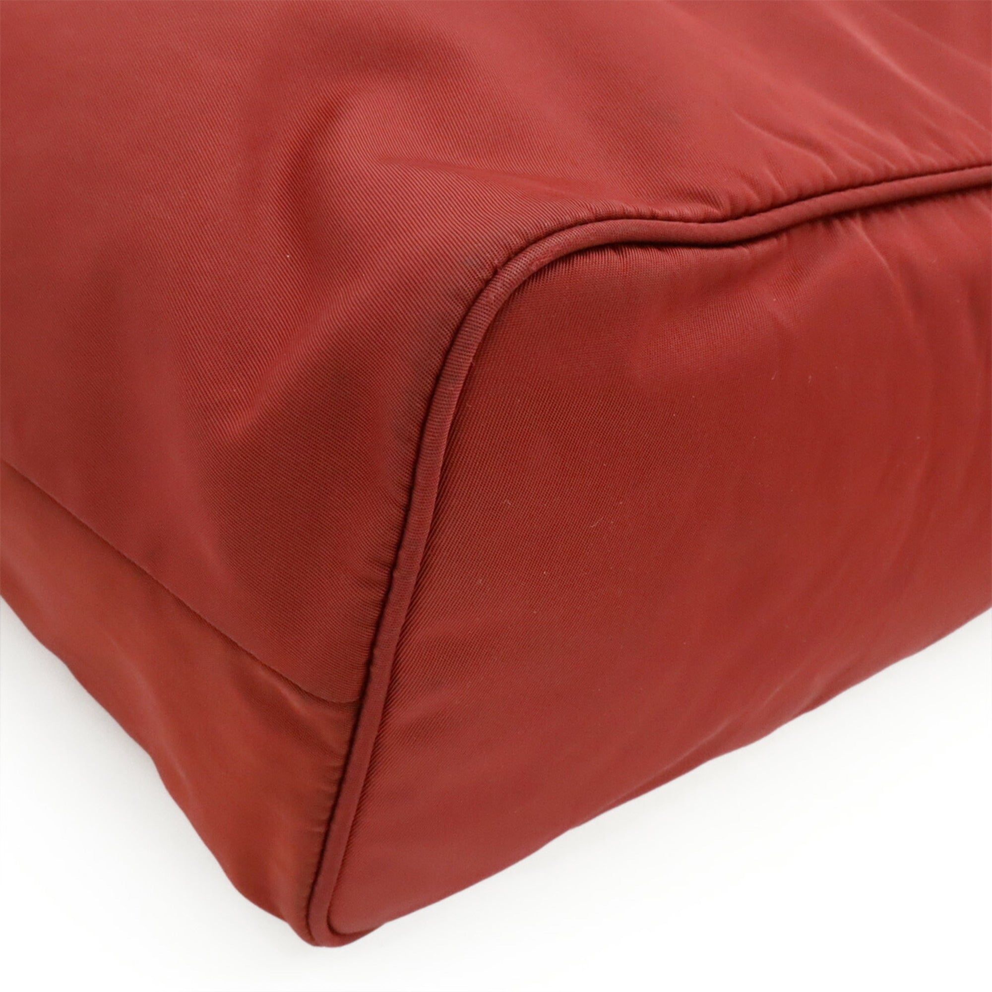 Prada Red Color Wine Nylon Leather Shoulder Bag Tote Bag